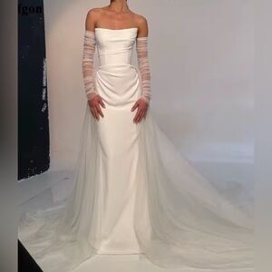 NEW $895 Ava De Robe Modern Strapless Pleat Mermaid Wedding Dresses